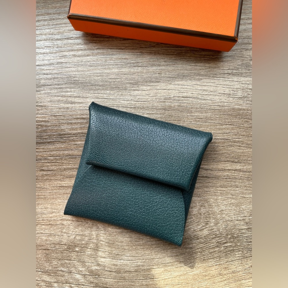 HERMES Bastia Change Purse in Vert Rousseau with Full Set